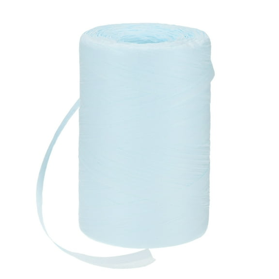 Uxcell Raffia Yarn for Crochet, 328 Yards 5mm Raffia Paper Ribbon Flat String for DIY Crafts[Light Blue]