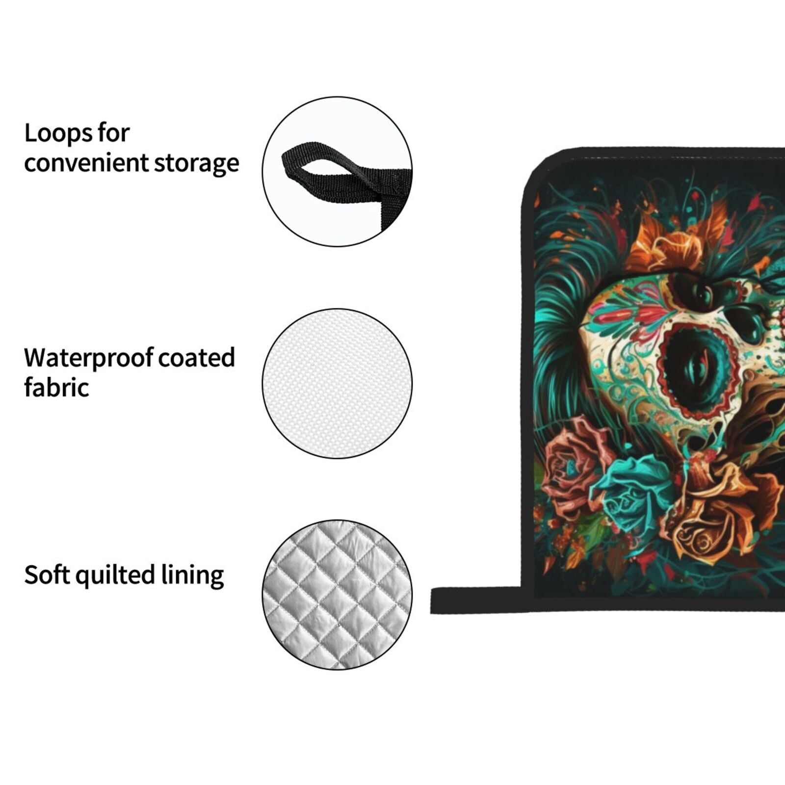 Sugar Skull Zombie Rose 4Pcs Oven Mitts and Pot Holders Sets Oven Kitchen Gloves Hot Pads for Cooking BBQ Baking Grilling