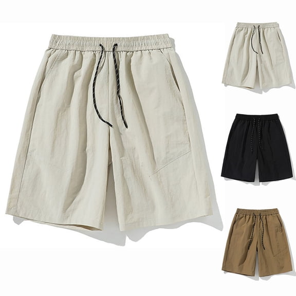 Men's Athletic Running Workout Cooling Shorts 11 inches Swim Trunks No Liner with Pockets Quick Dry Lightweight Baggy Beach Shorts Big and Tall Size M-5XL Khaki
