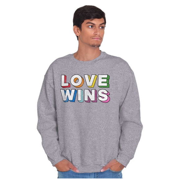 Inspirational Love Wins Rainbow Unisex Plus Fleece Graphic Sweatshirt Brisco Brands 4X