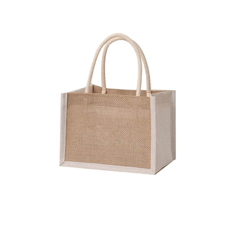 GENEMA Jute Tote Bags Burlap Handbag Reusable Beach Shopping