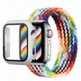 thumbnail image 1 of ALMNVO Apple Watch Band 41mm Screen Protector Case Braided Solo Loop Strap with Protective Case, Stretchy Wristband Elastic Nylon Strap Bracelet for iWatch Series 7,Rainbow, 1 of 6