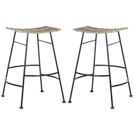SAFAVIEH Atara Rattan Seat Counter Stool Grey Grey