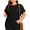 Black, variant on Womens T Shirts Plus Size Tops Short Sleeve Ribbed Stretchy Cozy Blouse Summer Crew Neck Tee Shirts Military Green 3X