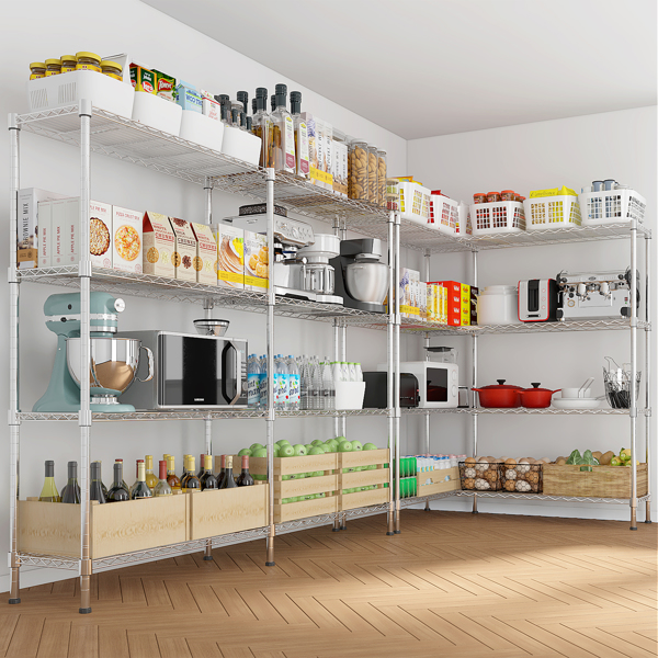 58''W Adjustable Storage Shelves 1200LBS NSF Wire Shelving Unit 4 Tier Metal Shelving for Storage Rack Shelves for Storage Heavy Duty Garage Shelf Pantry Shelves Kitchen Shelving, 58''W*59.06''H*