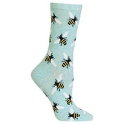 Hot Sox Womens Bees Crew Socks, Womens Shoe Size 4-10.5, Mint Melange