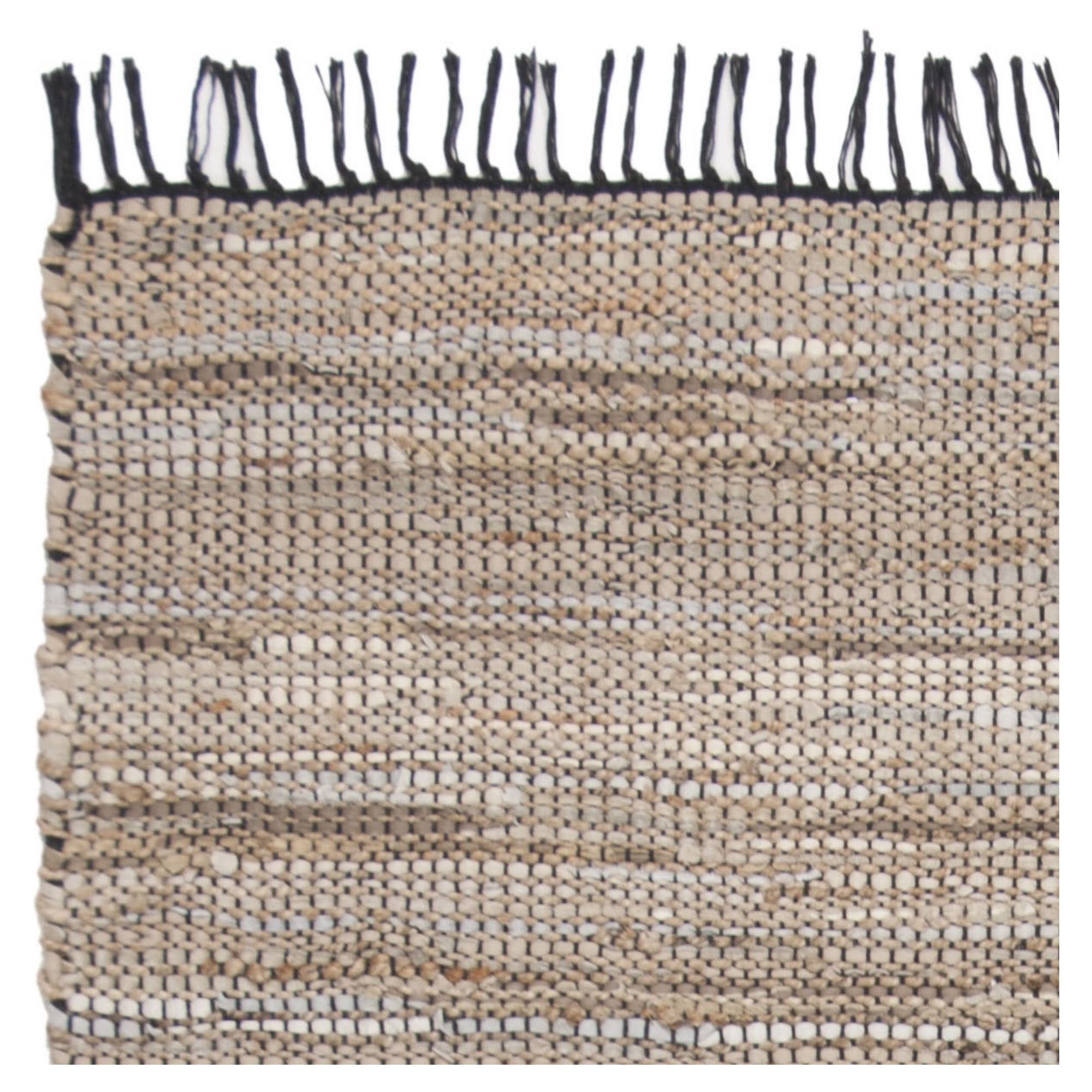 SAFAVIEH Vintage Leather Zharko Solid Braided Fringe Area Rug, Beige, 6' x 6' Square