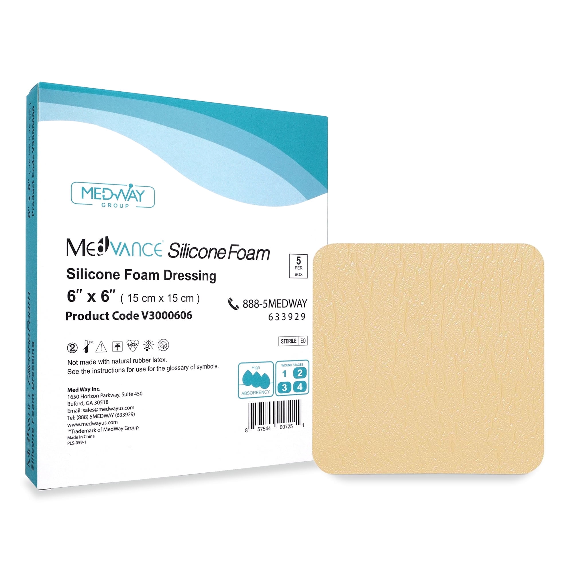 Non-Bordered MedVance Silicone Foam Dressing for Wound Care & Pressure Ulcers 5 Pack