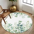 thumbnail image 2 of Round Rug 5Ft Washable Non-Slip, Green Eucalyptus Leaves Circle Area Rugs for Living Room Bedroom, Watercolor Spring Summer Botanical Indoor Floor Mats Carpet Runner for Home Decor Aesthetic, 2 of 8