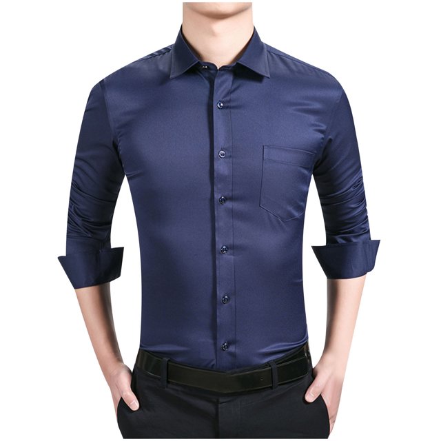Camisa de hombre Elástica Slim Business Camisa de manga larga Pompotops oipoqjl48018