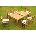 thumbnail image 4 of Teak Dining Set: 6 Seater 7 Pc: Large Caranasas 122" Double Extensions Double Extensions Dining Rectangle Table & 6 Devon Arm/Captain Chairs Outdoor Patio Grade-A Teak Wood WholesaleTeak #WMDSDVr, 4 of 5