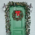 thumbnail image 4 of WMGHA Christmas Wreath with Red Bow and Pinecones, Artificial Holiday Front Door Decoration with Berries and Ornaments, PVC Greenery Winter Garland for Indoor Outdoor Use, 4 of 5