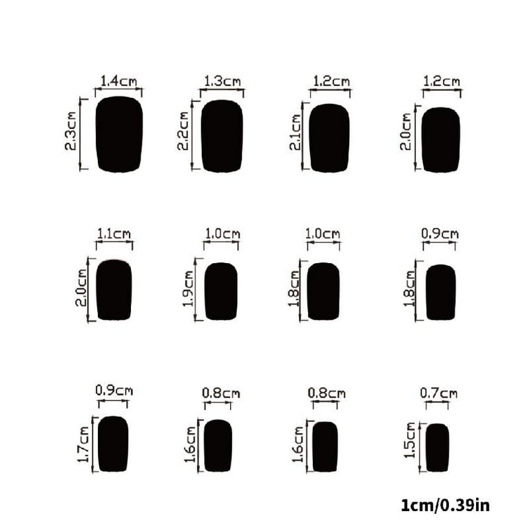 JZROCKER Square Press on Nails Designs Fake Nails Stick on Nails in 12 Sizes,24 Pcs French Nails Tips for DIYS Nails Decorations