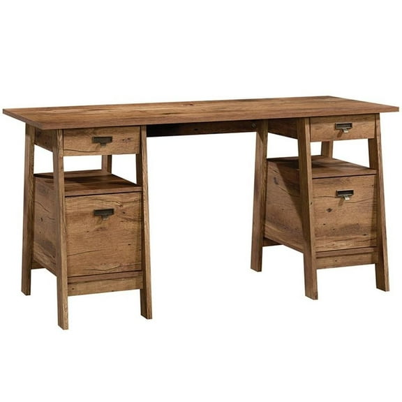 Pemberly Row Executive Desk in Vintage Oak