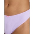 thumbnail image 4 of No Boundaries Cotton and Pointelle Thong Panties, 3-Pack, Women's XS-XXXL, 4 of 7