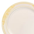thumbnail image 2 of Smarty 7.5" Ivory Gold Harmony Rim Plastic Salad Plates 120ct, 2 of 6