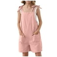 thumbnail image 3 of Kids Rompers Girls Sleeveless Adjustable Tie Up Strap Short Jumpsuits With Pocket Girls' Jumpsuit Pink 6 Years-7 Years, 3 of 5
