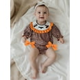 thumbnail image 5 of Miaouyo Infant Baby Girls Halloween Fall Romper 0 3 6 9 12 18 Months Embroidery Cute Bow Long Sleeve Jumpsuits for Newborn, 5 of 9