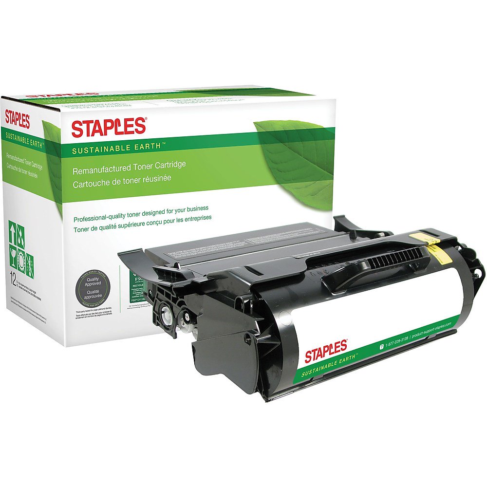 Staples Remanufactured Black Toner Cartridge Lexmark T654 421421