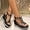 Black, variant on Women's High Heel Wedge Sandals Platform Fashionable Sandals Platform Elastic Strap Summer Beach