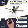 thumbnail image 3 of Prominence Home Madison County 42" Bronze Industrial Ceiling Fan with 5 Blades, 3 Arm Cage Light Kit, Remote & Reverse Airflow, 3 of 17