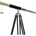 thumbnail image 3 of Vintage Style Marine Design Nautical Single Barrel Telescope Silver/Chrome Black Floor Standing Tripod, 3 of 3