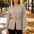 thumbnail image 6 of LUVDA Women's Knit Long Sleeve Cardigan V Neck Button Front Casual Fall Winter, 6 of 6