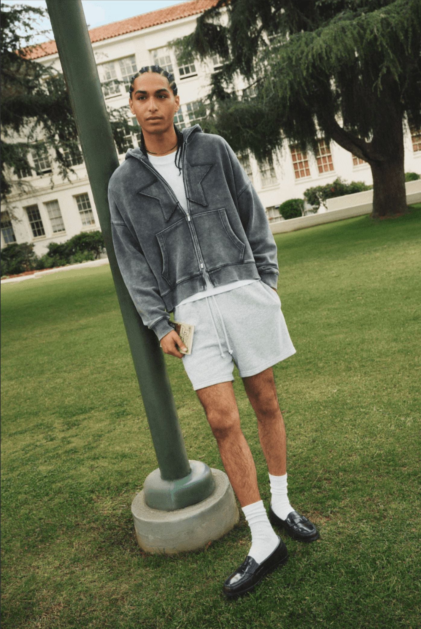 No Boundaries Zip Up Oversized Hoodie with Applique Detail, Men's and Big Men's XS-3XL