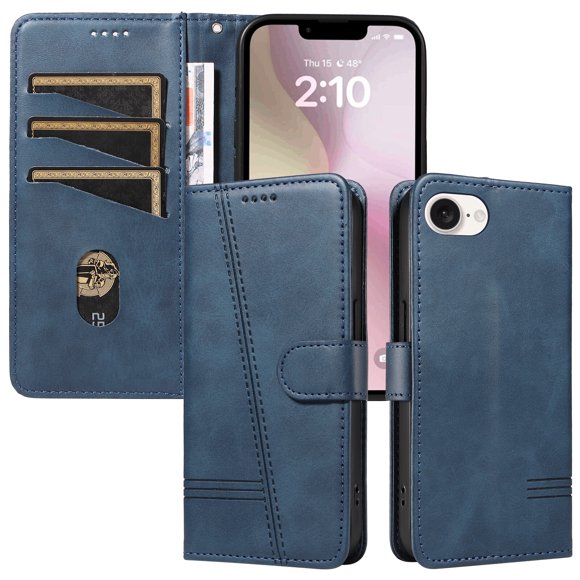 Phone Case for iPhone SE 4 2024 Magnetic PU Leather Card Slots Durable Wallet Cover