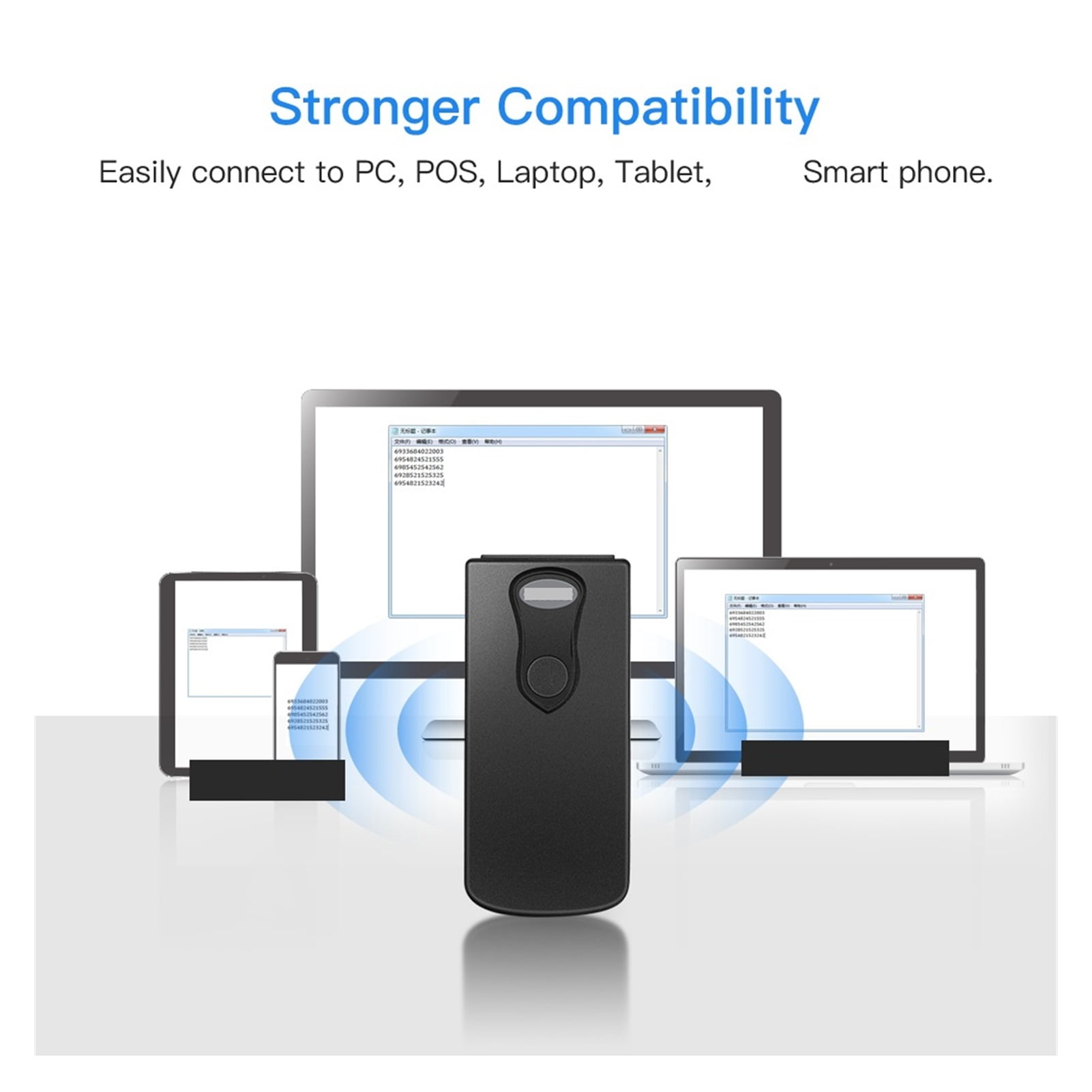Bluetooth 1D QR 2D Barcode Scanner USB Wired & 2.4G Wireless & Bluetooth Bar Code Reader Portable CCD Screen Scanner ,Easy to Operate