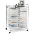 thumbnail image 1 of 20-Drawer Rolling Storage Cart, Multipurpose Movable Organizer Cart, Utility Cart for Home, Office, School (Clear), 1 of 8