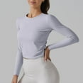 thumbnail image 5 of Clearance Mrasaso Long Sleeve Crop Workout Tops for Women Slim Basic Athletic Tee Shirts Cropped Running Gym Yoga Shirts, 5 of 7