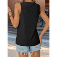 thumbnail image 4 of Women Eyelet Embroidery V Neck Beach Vacation Fashion Boho Sleeveless Tank Top Black S, 4 of 6