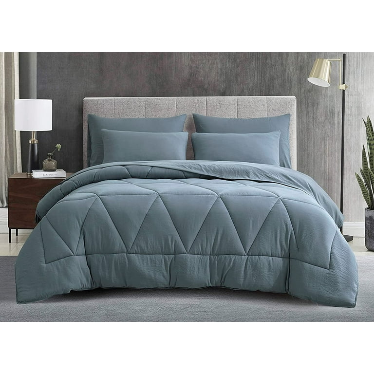 Chezmoi Collection Jasper Set Biancheria Letto King Size 7 Pezzi, Trapuntato Geometrico, Microfibra Lavata