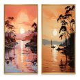 thumbnail image 2 of Designart "Golden Sunrise formd II" Sunrisesunset Framed Wall Art Set Of 2 - Yellow Landscapes Gallery Wall Frame Set For Home Decor, 2 of 6