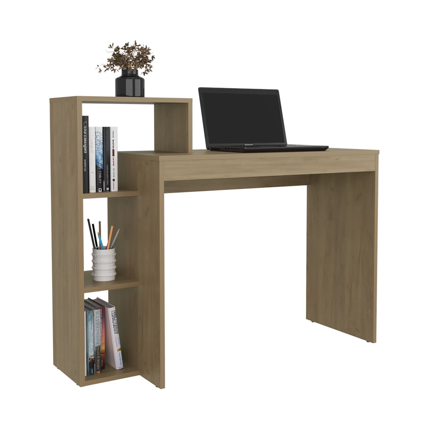 Computer Desk with Four Shelves, 43.3 in Wide Writing Desk for Home Office, Study, and Gaming, Freestanding Rectangular Workstation
