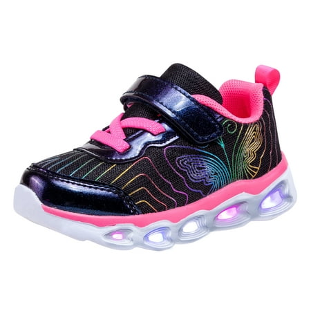 

NEWMALL Girls Led Shoes Flashing Light Up Sneakers (7 Toddler Black)