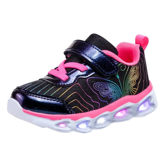 NEWMALL Girls Led Shoes Flashing Light Up Sneakers (10 Toddler,Black)