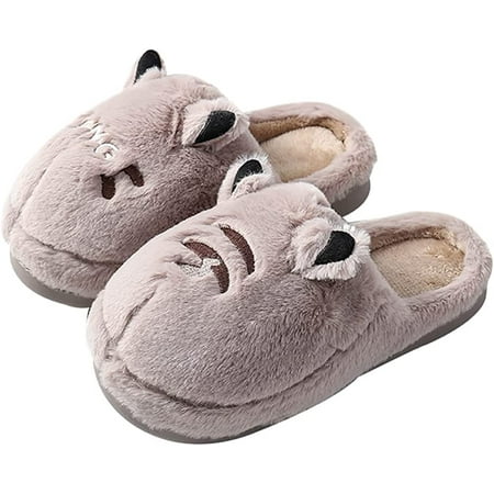 

PIKADINGNIS Cute Animal Slippers for Women Cozy Plush Faux Fur House Slide Memory Foam Shoes