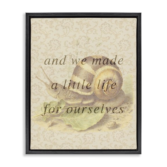 Stupell Industries Cottage Vintage Phrase with Snail Black Floating Frame Canvas Art, 17 x 21, by Lil' Rue