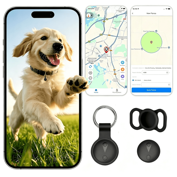 GJX Gps Pet Tracker for Dogs & Cats | Find My Compatible | No Monthly Fee | Ip68 Waterproof | Real-Time Location Tracking