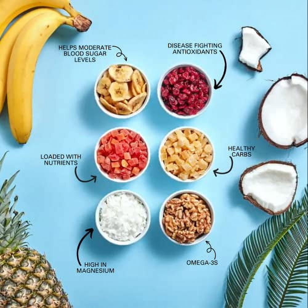 Power Up High Energy SBF3&nbsp;Trail Mix By Gourmet Banana Chips, Cashews, Coconut, Cranberries & Papaya Mix - Keto & Paleo Friendly Snacks - Non GMO Vegan Gluten Free Kosher, 14oz Bags Pack of 2