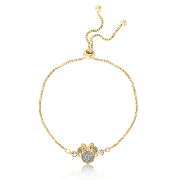 Disney Minnie Mouse Glitter Paper and Crystal Lariat Bracelet - Gold Flash Plated