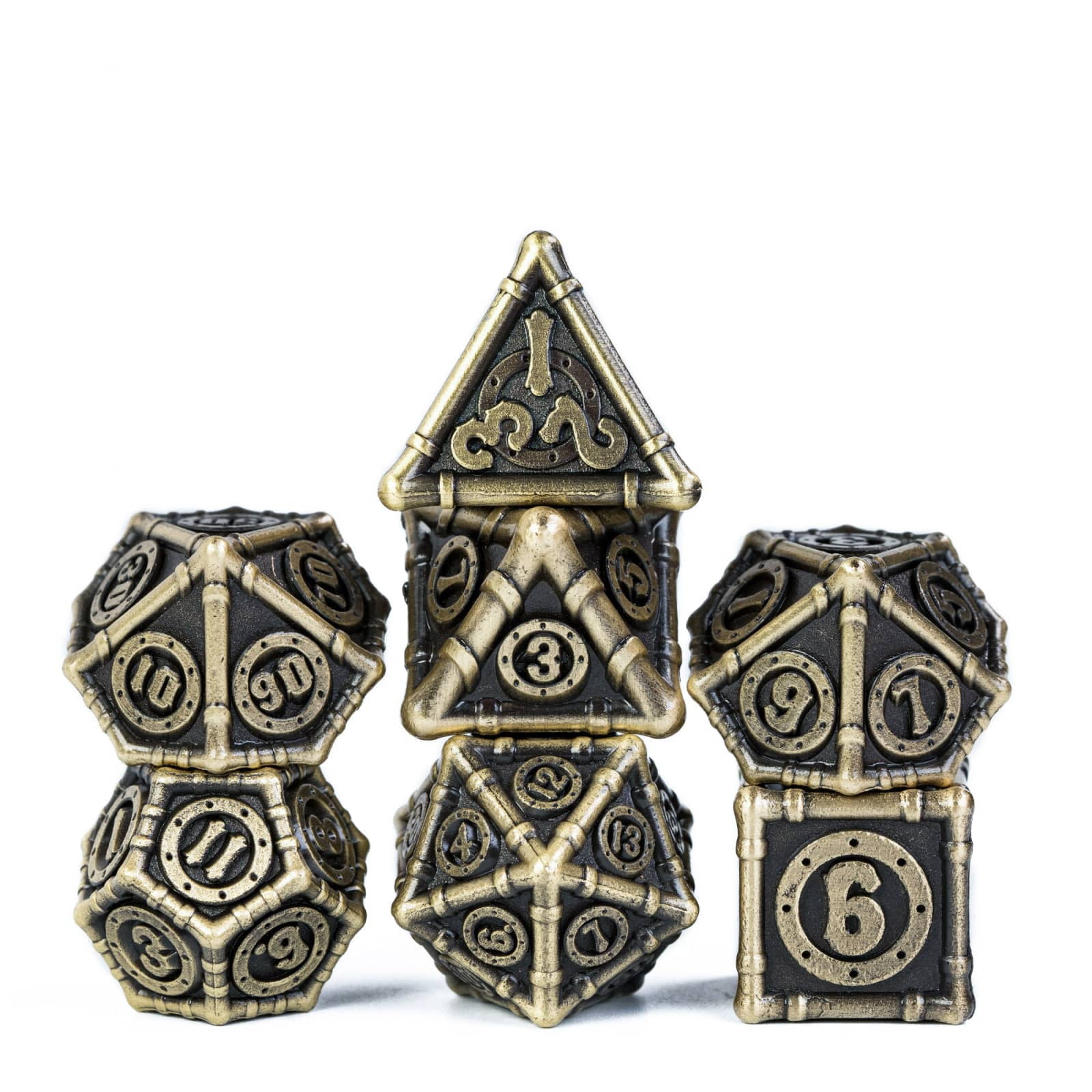Cusdie 7 Pcs DND Metal Dice, Steampunk Style Polyhedral Dice Set, Metal