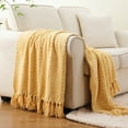 thumbnail image 6 of Yellow Throw Blanket,Gold Blanket with Tassels,Spring Summer Throws for Chair,Bed,Sofa,50"x60", 6 of 9