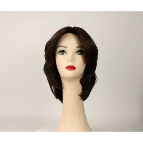 European Human Hair Freeda Wig Regina Dark Brown Multi-Directional Skin Top Size L