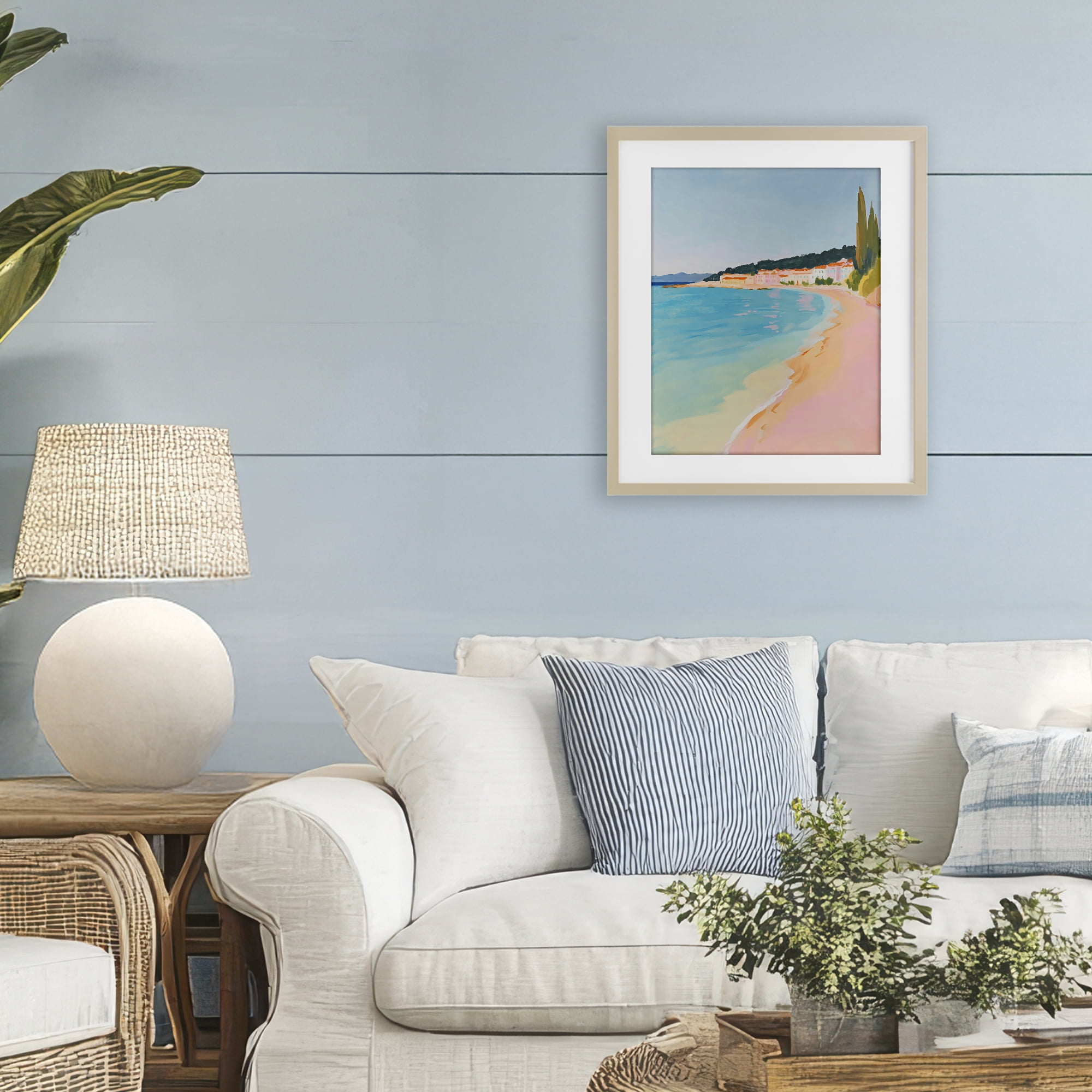 Stupell Industries Abstract Village By The Sea Birch Framed Print Under Glass, design by The Prints Vibe