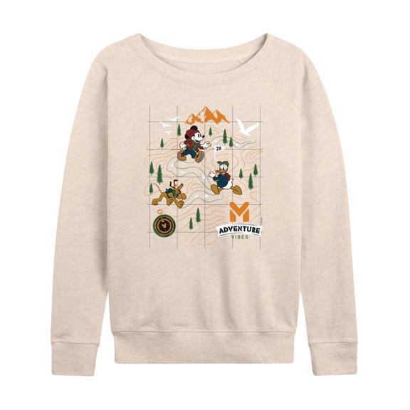 Mickey & Friends - Adventure Map - Women's Lightweight French Terry Long Sleeve Shirt