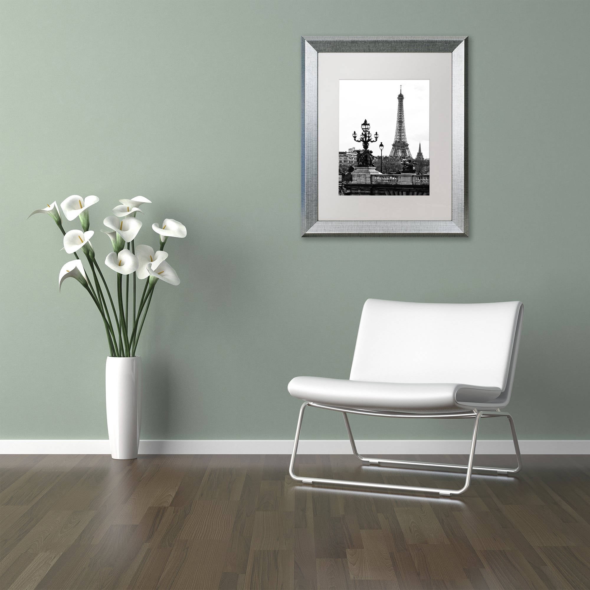 Trademark Fine Art "Paris Romantic" Canvas Art by Philippe Hugonnard, White Matte, Silver Frame