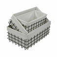 thumbnail image 3 of Set of 3 Rectangular White Lined and Metal Wire Baskets, 3 of 4